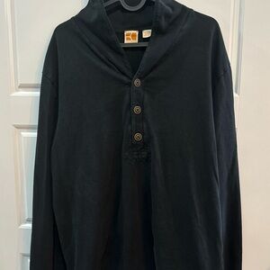 Charcoal Hugo Orange Button-Up Long Sleeve Pullover Shirt